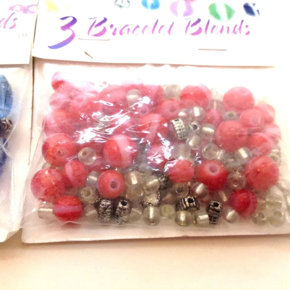 Jewelry Making Bead Sets 2 set of 3 Bracelet Blends Red & Blue by Cousin